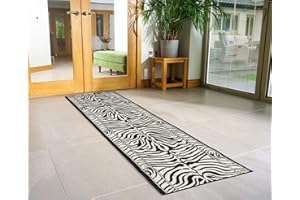 Bravich Animal Print Zebra Black & White Pattern Very Long Hallway Hall Runner Narrow Rugs Custom Length Zebra Stripes Stair Carpet Mats 60x120CM (2'X4')