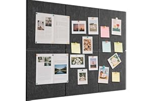 EUBSWA Gran Corcho Pared Autoadhesivo 90 x 60 CM, 6 Piezas 30x30 cm Tablero de Corcho Fieltro para Oficina Casa - Tablón de Anuncios con 30 Chinchetas para Fotos Notas