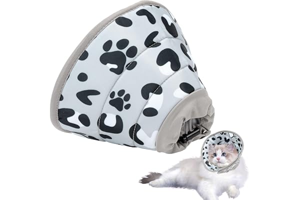 Colerette Chat Anti Léchage,Réglable Collerette Chat Anti Grattage,Doux Collerettes pour Chats Après Chirurgie,Élisabeth Collier Cône de Récupération pour Chiots Petits Chiens (Gris, M)