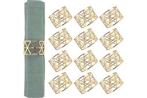 MSYU Napkin Rings, Set of 12 Gold Napkin Ring Holders Dinner Napkin Buckle Table Decor Dining Wedding Anniversary Birthday Christmas Candlelight Dinner Holiday Party of Table Setting Table Decoration