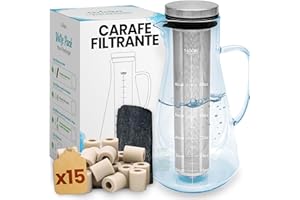 ORINKO Kit de Purification d'eau : Binchotan de Kishu 40g + 15 Perles de Céramique EM avec Carafe Filtrante 1,6L | Charbon Actif Japonais & Perles de Céramique pour Purification d'eau