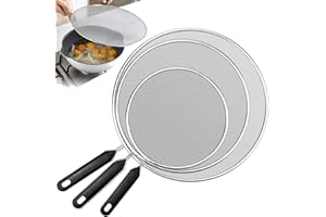 APLUMTREE 3 Pieces Splatter Guard, Stainless Steels Mesh Splatter Scree Handle for Frying Pan Cooking (9.8 inch, 11.4 inch, 13 inch) Splash-Proof Scald Oil Proof Strainer, Drain Board
