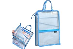 Oaygat A4 Student Document File Bag - Mesh School Organizer Pouch with Zipper for Reading and Homework