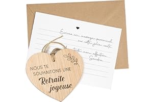 CONTRAXT Cadeau Original pour Retraite, Carte de Félicitations en Bois. Carte de Retraite avec Suspension Messages de Collègues Chef Amis Enseignants Retraité (Retraite)