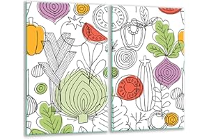 TMK ARTDEKO TMK | Cubiertas para vitrocerámica, 2 piezas, 2 x 30 x 52 cm, cubierta de vitrocerámica, cocina eléctrica, inducción, protección contra salpicaduras, tabla de cortar verduras