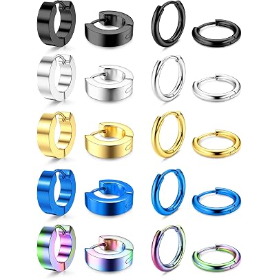 Orecchini A Cerchio In Acciaio Titanio Uomo Donna - Fibbia Anallergica, 8-20mm, Regalo