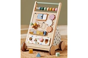 Tiny Land Trotteur en bois pour bébé - Aide à la marche avec vitesse réglable - Pour garçons et filles - Déambulateur et centre d'activité pour bébé