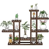 Support Plantes 3 Niveaux STLOVe - Étagère D'angle Métal/bois, 32x32x53.5cm, Pour Intérieur/extérieur