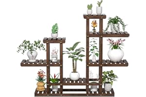 ‎YAHEETECH Yaheetech Pflanzenregal Holz, Blumenregal Outdoor, Blumentreppe 6 Ebenen, Pflanzentreppe mehrstöckig Holzregal 120,5x25x96,5 cm, Blumenständer für Garten Wohnzimmer Balkon Innen