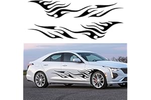 TOMALL Grafika z płomieniem, naklejki boczne na karoserię, płomień, wyścigi sportowe, paski do samochodu, uniwersalna, winylowa, wodoodporna, akcesoria dekoracyjne do samochodów ciężarowych, SUV-ów,