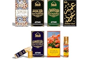 Maamoul Attar Oil Set by Dukhni | Islamic fragrances, Eid & Ramadan gifts for men and women | 6 assorted mini roll on perfume scents x 6ml | Arabian oud oil, arab perfumes | Halal & Vegan Scents