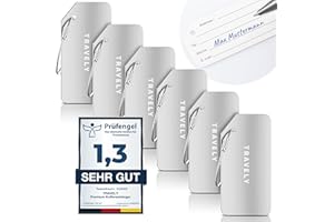 ‎TRAVELY Travely Premium Kofferanhänger - leicht Erkennbar, Robust & Sicher - inkl. Namensschild und Privatsphäre Schutz I Vielseitig und Praktische Adressanhänger, Namensanhänger & Gepäckanhänger