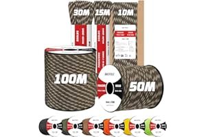 Brotree 4mm Paracord 550 7 Fili Nylon Corda 30M Tipo III Corda da Paracadute per Sopravvivenza, All'aperto, Fatto a Mano - 250kg Carico di Rottura (Foresta Camo)
