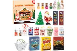 WEVOL Calendario Avvento 2025 Miniature Natalizie Bambini, 24 Pezzi Accessori Casa delle Bambole Cibo e Bevande Set, Mini Calendari Avvento Giocattolo Regalini Oggetti per dai 3 Anni Kinder