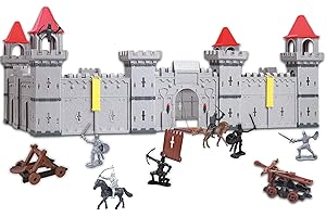 TEOREMA GIOCATTOLI Teorema - Castello Medievale Giocattolo per Bambini, 72x50x33cm, 93 Pezzi, 4 Lati Compatibili, con Soldatini, Gioco da Assemblare