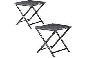‎CASARIA Casaria® Polyrattan 2er Set Klapphocker 75kg Belastbarkeit 44x40x44cm Klappbar Leicht Tragbar Wetterfest Garten Terrasse Balkon Camping Hocker Stuhl Tisch