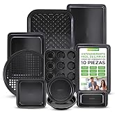 Nutrichef Baking Trays, Biscuits, Roasting, Baking, Muffin and Cake Molds, Set of 10 Pieces, Durable, Non-Stick