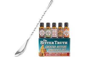 Traveler's Cocktail Bitters Bundle with Spoon, Bitter Truth Traveler's Set 100ml (5 x 20 ml) with Cocktailier 7-Inch Bar Spoon