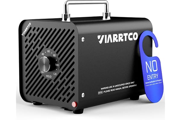 VIARRTCO 15 000 mg/h Ozone maskingenerator luftluktborttagningsjonisator upp till 3 000 kvadratmeter för hem, bil, källare, g