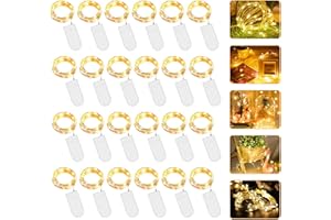 MOLBORY Guirnalda luminosa de 24 guirnaldas luminosas, cortina de 2 m, 20 LED, IP65 Mini Fairy Light, interior y exterior, romántica, para decoración de árbol de Navidad, boda, jardín, terraza, amarillo