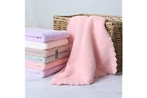 CLUZE Microfiber Coral Fleece Baby Face Towels, Soft and Absorbent Wash Clothes for Newborns, Infants and Toddlers, Gentle on Delicate Skin for Face Hands and Body, 10x10 Inch (6 Pcs)