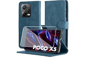Byvuwiay Funda para Xiaomi Redmi Note 12 5G / Xiaomi Poco X5 5G, Soporte Plegable Tapa Flip de PU Ranuras Tarjetas Magnético Protección, Protección de Cuero Premium-Azul