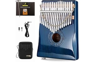 Moozica 17 Keys EQ Kalimba thumb pano, marimba mbira eléctrica profesional con pastilla incorporada (EQ de caoba, acabado de laca para piano) (K17BP-EQ)