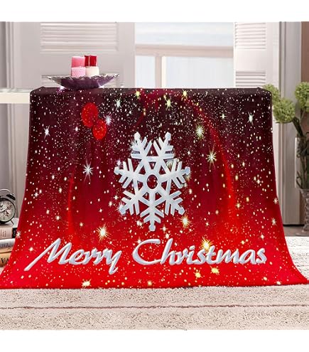 Couverture Polaire Noël 3D - Taille 80x120 Cm, Motif Flocons Rouge, Microfibre Douce Et Légère, Pour Canapé, Lit Ou Voyage