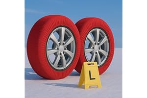 CARALL 2 piezas de calcetines de nieve homologados EN 16662-1, Color Rojo, Tamaño L, Cadenas de nieve textiles (Rojo, L)