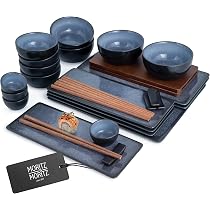 Set 4 Bols Ramen Moritz & Moritz SOLID Bleu Réactif Avec Couvercles Et Cuillères - 600ml