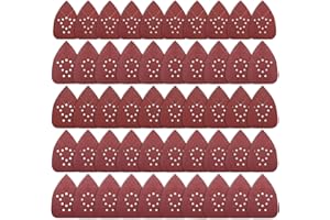 S SATC Mouse Sander Pads 50-Piece 60/80/120/150/220 Grits Mouse Sanding Pads Detail Sander Pads Hook and Loop Mouse Sanding Sheets 12 Holes Sandpaper for Mouse Sander