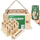 M&ouml;lkky Original Juegos de Exterior, Abedul, 12 Bolos de Madera, 1 Palo, 6+ | Juego Molkky para playa, picnic y camping con ap