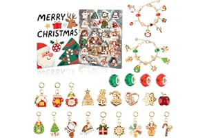 BEAFAEUR Calendario Avvento 2025 Bambina, Calendario Avvento Gioielli Bracciale Fai da Te, kit per la Creazione di Gioielli, con 2 Catene 22 Charms, 4-12 Anni kinder di Regalini Natale Ragazze Braccialetti