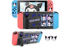 DLseego Custodia compatibile con Nintendo Switch, custodia rigida con glitter trasparente e Switch morbido Joycon, con accessori per Switch, anti-graffio e anti-abrasione,Coniglio