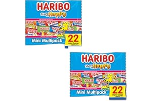 Hezvic Haribo Share The Happy Mini Bags Multipack - 44 Mini Bags Haribo (2 Pack of 22 Mini Haribo Bag) - Halloween, Birthday or Party Treats