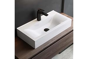 Mai & Mai lave main évier vasque 61,5x31,5x10,5cm en céramique rectangulaire avec perçage pour robinet lavabo sans trop-plein à poser/suspendu BR118G
