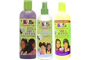 Africa's Best Kids Organic - Lot de 3 soins capillaires pour enfant - shampoing soin Ultimate Moisture au beurre de karité/après-shampoing démêlant 2 en 1/lotion capillaire hydrante et démêlante