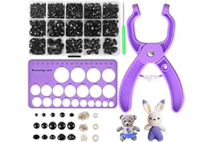ZGGZHEIM Sicherheitsaugen-Werkzeugset für Häkeltiere,566 Stk. Sicherheitsaugen & Nasen 10-30mm,Zange,Sizer-Karte & Häkelzubehör für Amigurumi,Puppenaugen,Knopfaugen & Kuscheltier Augen,DIY Bastelset Anbringen