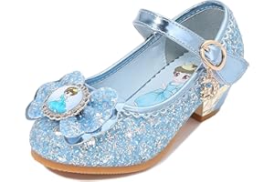 YOSICIL Mädchen Prinzessin Schuhe mit Absatz ELSA Schuhe Flamenco Schuhe Festliche Tanzschuhe Kristall Schuhe Partei Glitzer Pumps Halloween Weihnachten Party Karneval Weihnachtsfeier