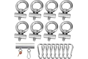 Homgaty Juego de 8 ganchos de barra de refuerzo de acero inoxidable de 6 mm, con mosquetón, ganchos para toldos, accesorios para caravanas, caravanas, caravanas, barcos, tiendas de campaña
