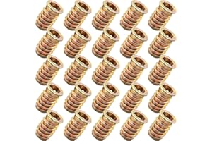 YoiYee Wood Furniture M8 x 20 mm Threaded Insert Nuts Interface Hex Socket Drive Zinc Yellow Passivated - 25 Pack