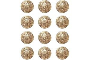 ftiemlovde 12 Eleganti Bottoni Oro Dorati per Giacca Donna in Metallo 18 mm,Bottoni Grandi per Cappotto Uomo da Cucire, Bottoni Decorativi Vintage Eleganti Camicia Stringi Pantaloni （A12）