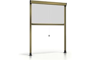ESTO Zanzariera a Rullo per Finestra Tagliabile in Altezza e Larghezza - Telaio in Alluminio, Diverse Misure e Colori, Rete Anti-Insetti per Finestre Scorrevoli e a Battente (Bronzo, 60 x 150 cm)