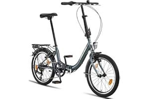 Chillaxx Bicicleta Urban de 20 pulgadas, bicicleta plegable, cambio Shimano de 6 velocidades, luz LED de batería, sistema de plegado rápido, bicicleta plegable