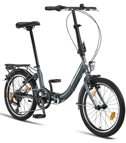 Licorne Bike Fold Premium Klapprad Aluminium 6 Gang Shimano Kettenschaltung Quick-Fold-System Klappfahrrad (V-Bremse, Schwarz/Anthrazit) Sport & Freizeit