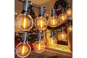 Yeeklab 45M Guinguette Guirlande Lumineuse Extérieures, LED Guirlande Lumière Exterieur avec 75+2 Ampoules E12 G40 en Plastique en Plein Air,Étanche Guirlande Guinguette pour Jardin Cour Bistro