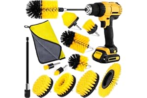 AOUVT Brosse Perceuse 12 Pcs Brosse de Nettoyage Brosse de Nettoyage pour Perceuse Électrique Brosse de Nettoyage de Roue Brosse de Visseuse Convient pour Cuisine, Voiture, Salle de Bains, Carrelage