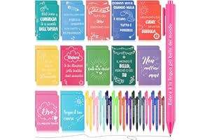 Tenare 24 Set Regali di Ringraziamento per Colleghi 24 Piccoli Quaderni con Frasi Motivazionali Mini Taccuini Tascabili 24 Penne a Sfera Ispiratrici per Appunti Scuola Ufficio Laurea(Colorati)