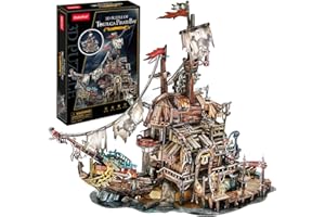 CubicFun Puzzle 3D per Adulti Bambini Tortuga Pirate Bay, Fantastico Naufragio dei Pirati Decorazioni di Halloween Kit Modello per Interni Regali di Compleanno