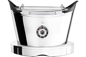 BUGATTI, Volo, toster elektryczny, 4 funkcje, 6 stopni opiekania, innowacyjna konstrukcja, obudowa ze stali nierdzewnej, moc 930 W, szczypce nie wchodzą w zakres dostawy (kolor chromu)